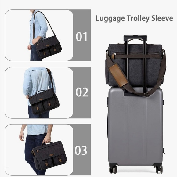 🆕 Vaschy Laptop Bag, NWT, Grey/Brown, Trendy - Picture 6 of 15